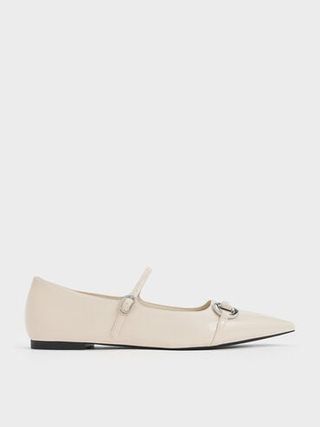 Metallic Accent Pointed-Toe Mary Janes