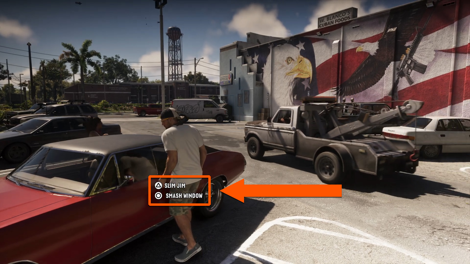 Prompts giving you different ways to steal cars in GTA 6, such as using a slim jim or smashing the window
