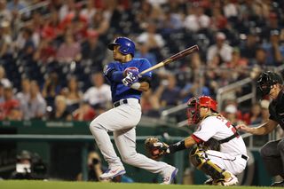 Addison Russell (27) of the Chicago Cubs during a regular season Sunday Night Baseball game.