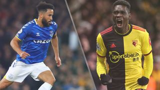 Andros Townsend of Everton and Ismaila Sarr of Watford 