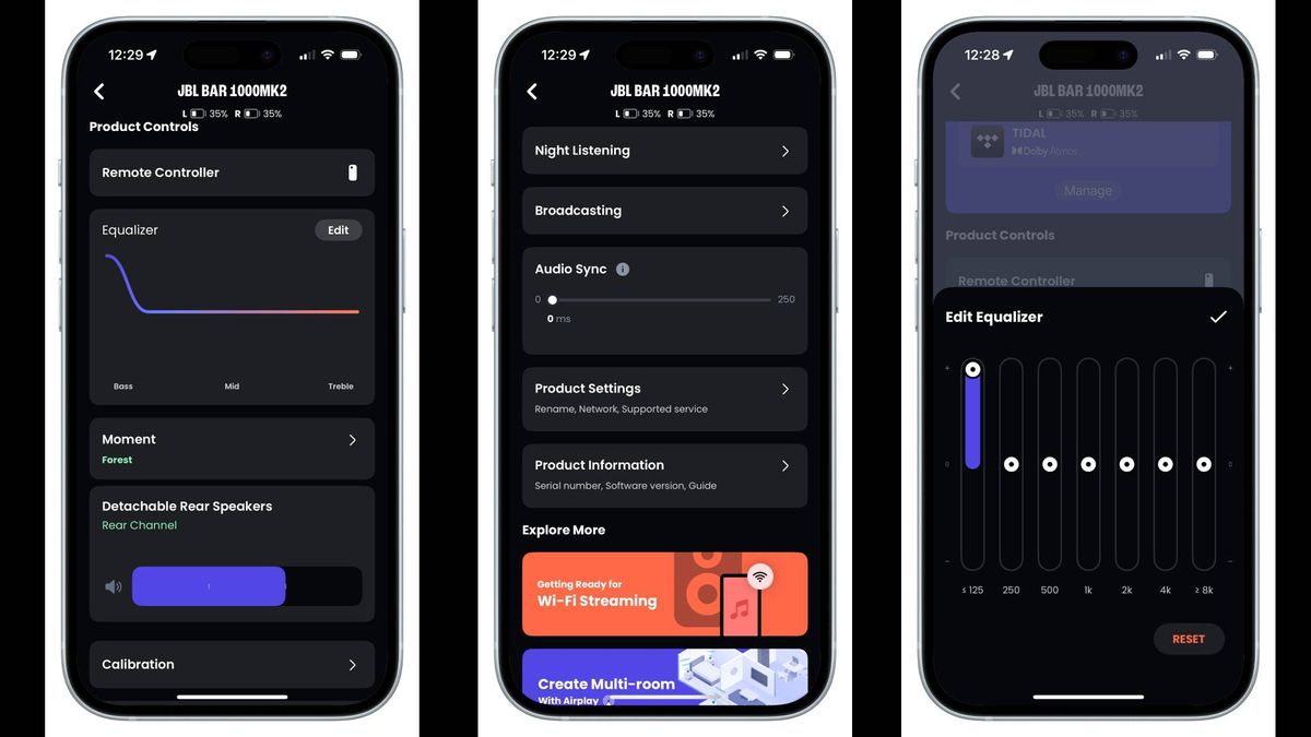 JBL Bar 1000MK2 JBL One app screenshots