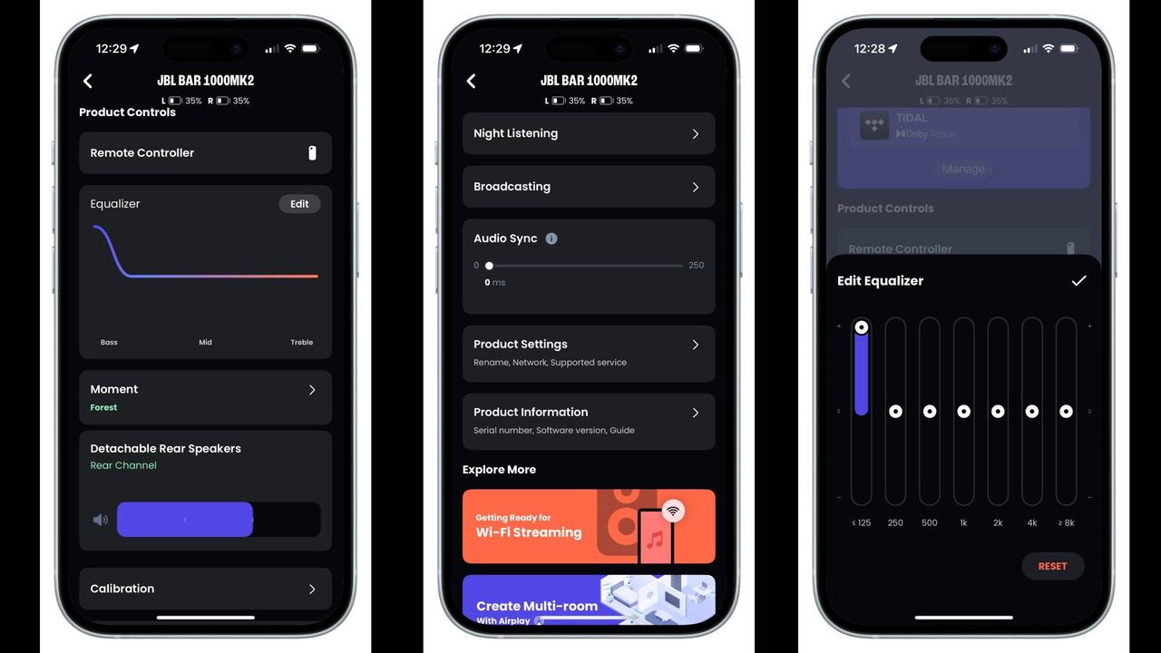 JBL Bar 1000MK2 JBL One app screenshots