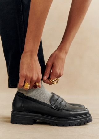 Albane Loafers - Smooth Black - Smooth Ovine Leather - Sézane