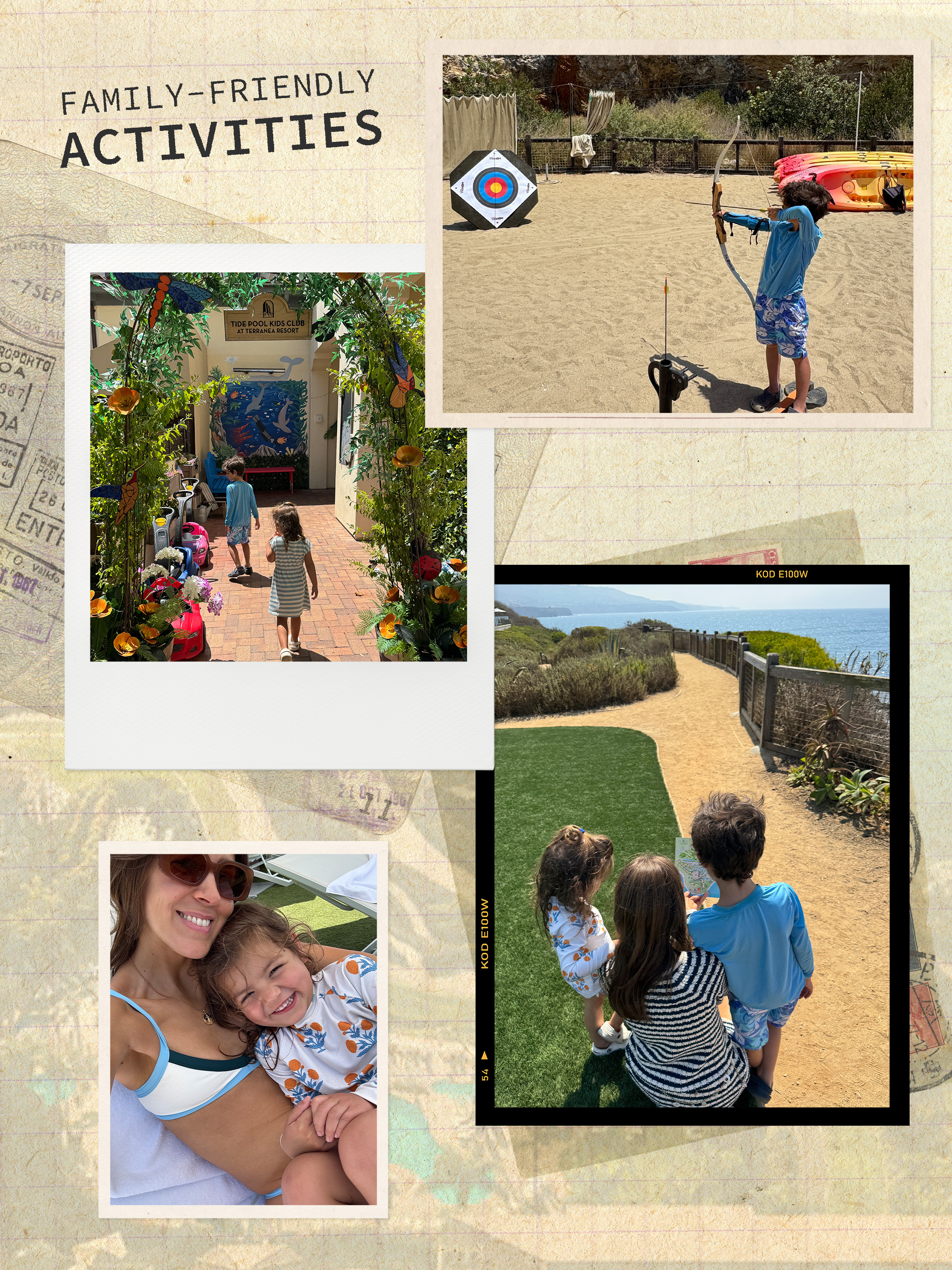 Collage of WWW editor Judith Jones and her family at Terranea Resort.