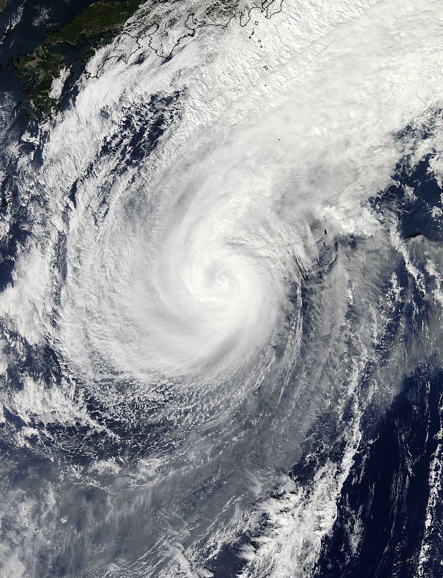 Satellite image of Typhoon Nuri.