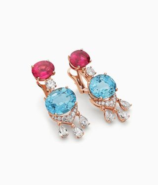 Bulgari earrings with blue and red precious stones