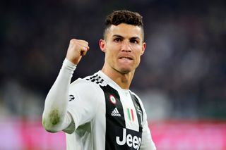 Cristiano Ronaldo celebrates after scoring a hat-trick for Juventus to inspire a 3-2 aggregate win over Atletico Madrid in the Champions League in March 2019.