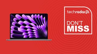 Apple 2024 MacBook Air 13-inch Laptop with M3 chip on orange background with Don't Miss TechRadar icon