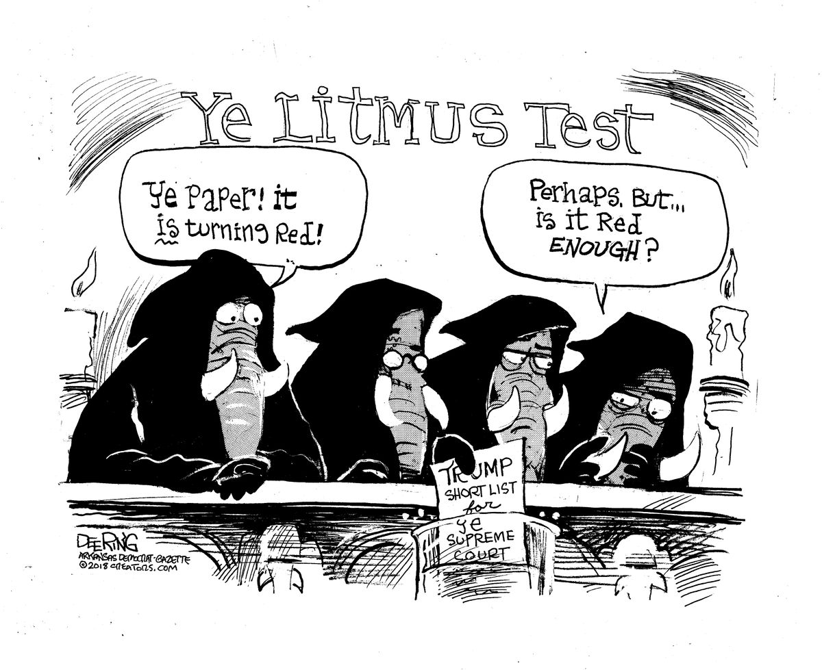 Political cartoon U S Trump Supreme Court SCOTUS litmus test red Political cartoon U S Trump Supreme Court SCOTUS litmus test red