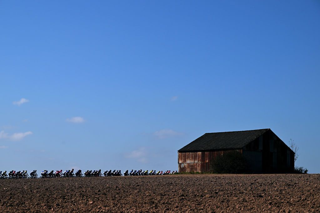 DIEKIRCH LUXEMBOURG SEPTEMBER 20 A general view of the peloton passing through a landscape during the 84th Tour de Luxembourg 2024 Stage 3 a 2013km stage from Rosport to Diekirch UCIWT on September 20 2024 in Diekirch Luxembourg Photo by Tim de WaeleGetty Images