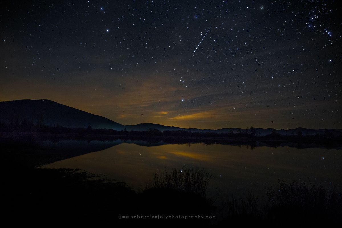 Astrophotographer Sébastien Joly sent in a photo of a Taurid meteor captured over Lake Cerknica in Slovenia, on Nov. 10, 2015.