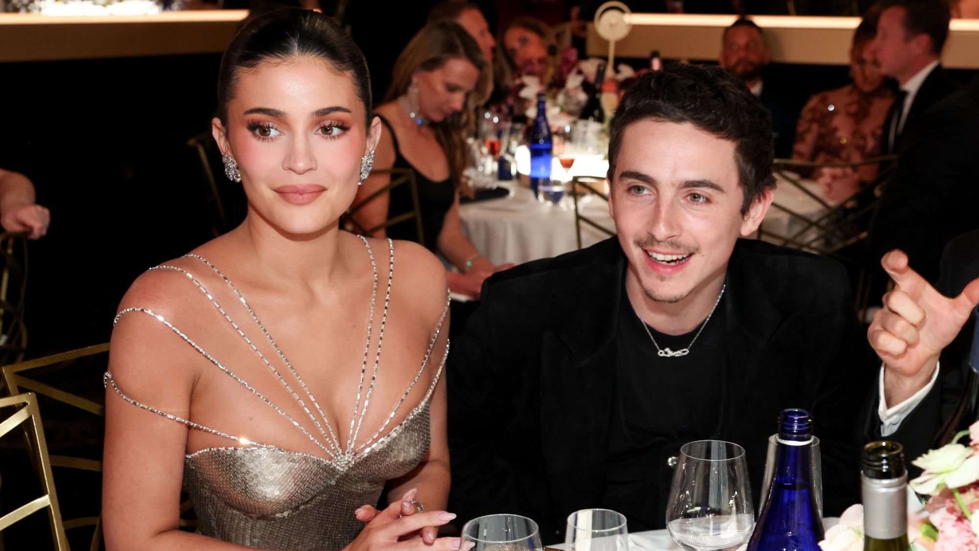 Kylie Jenner and Timoth&amp;eacute;e Chalamet attend the 83rd Golden Globes