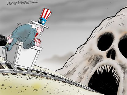 Politcal Cartoon U.S. America Trump Iran Death Ride