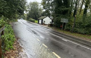 Poor drainage on a road in Suffolk