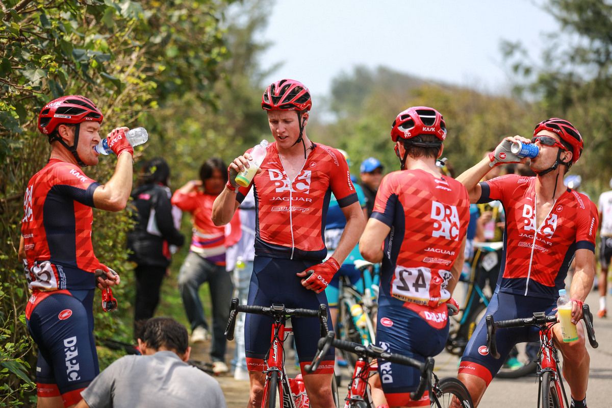 The Drapac team post stage