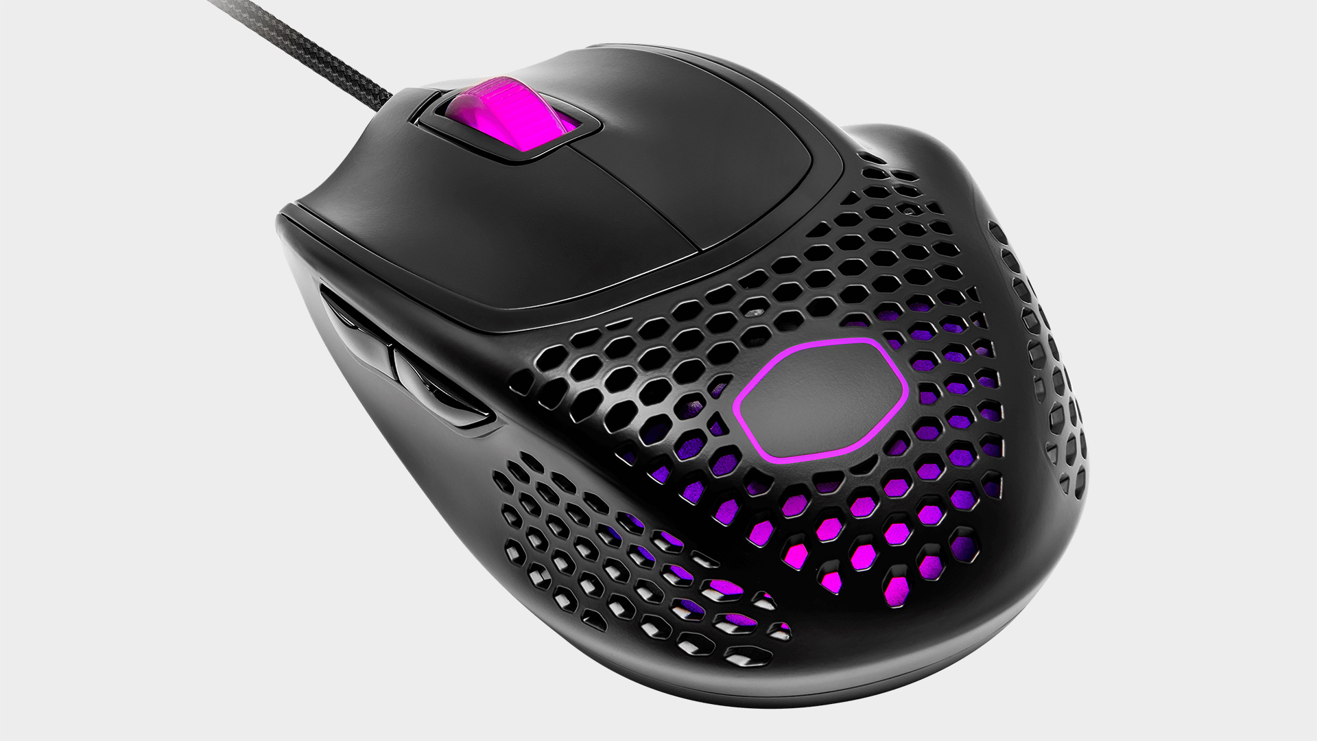 Cooler Master MM720 gaming mouse from various angles on grey background