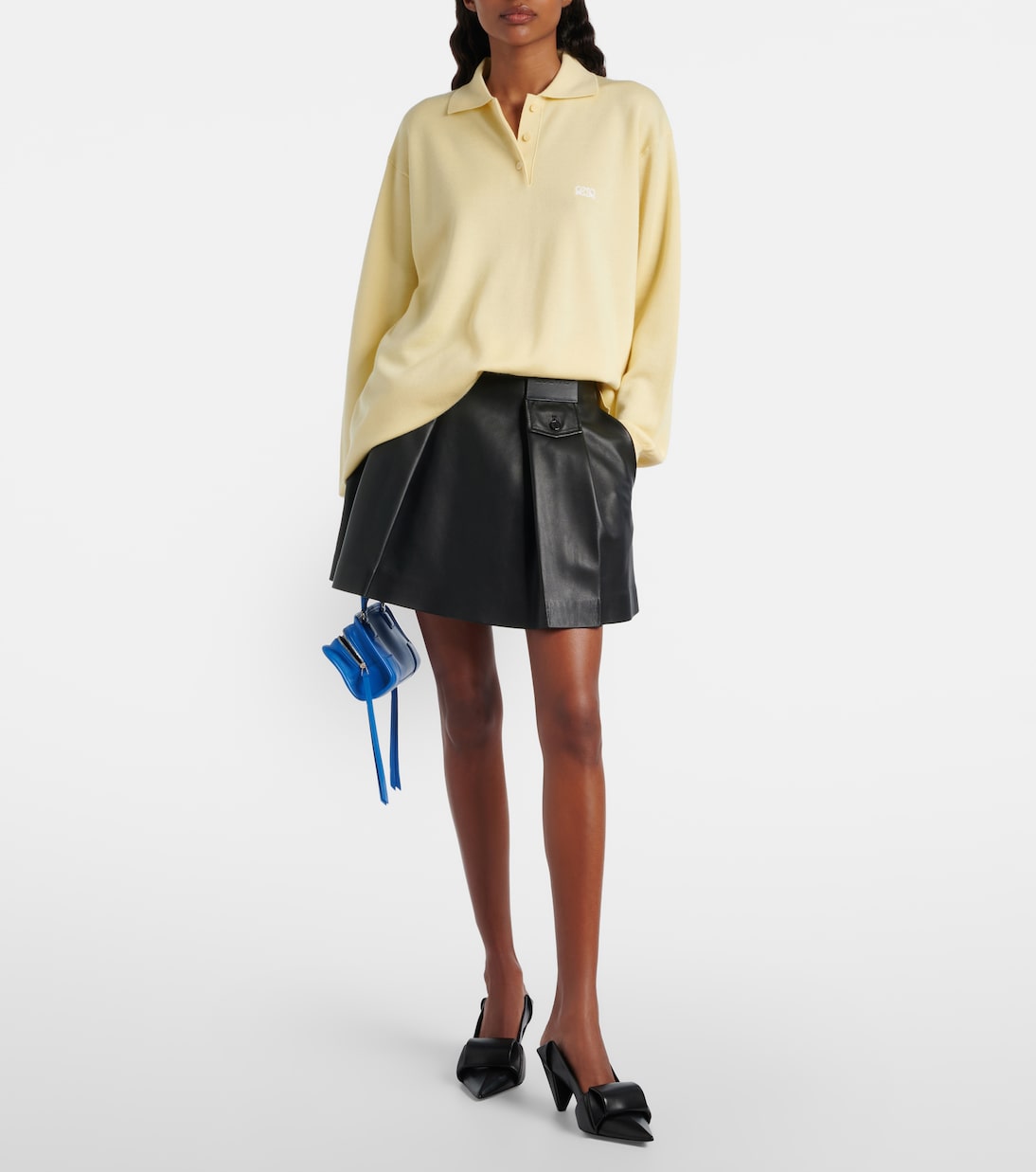 Double L Cashmere and Silk-Blend Polo Sweater in Yellow - Loewe