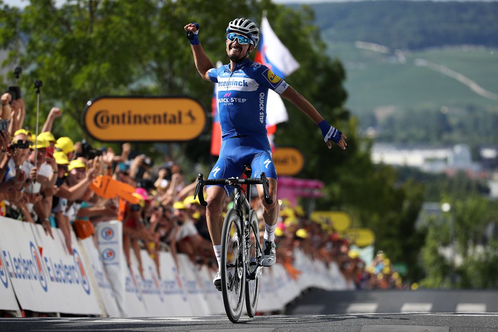 Julian Alaphilippe (Deceuninck-Quick Step) solos to the stage 3 win at the Tour de France