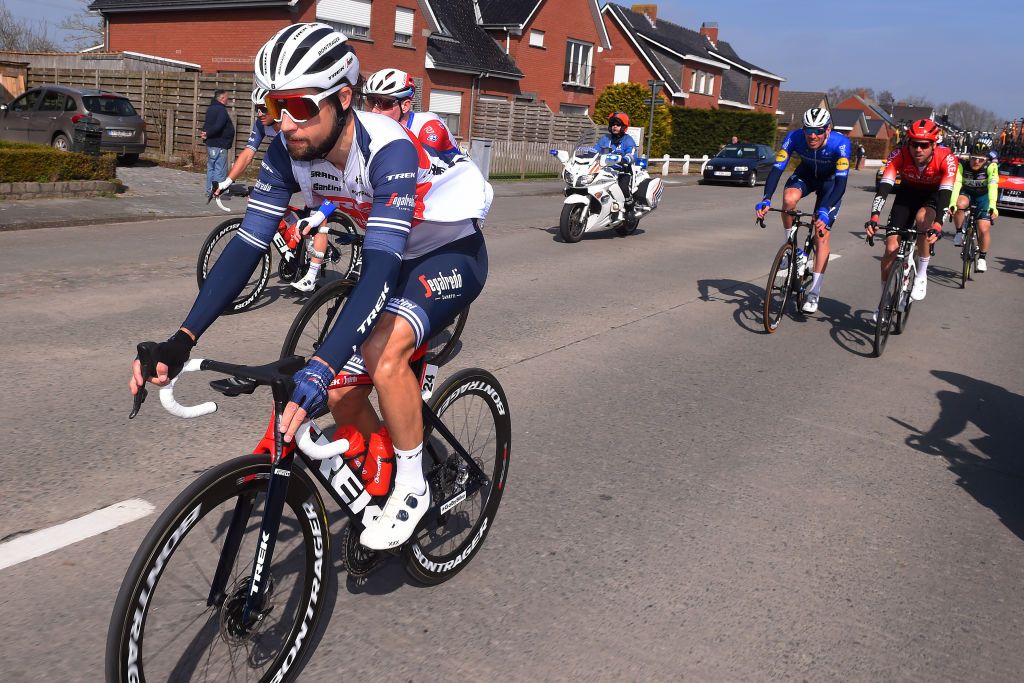 DE PANNE BELGIUM MARCH 24 Kiel Reijnen of United States and Team Trek Segafredo during the 45th Oxyclean Brugge De Panne 2021 Men Classic a 2039km race from Brugge to De Panne OxycleanClassic on March 24 2021 in De Panne Belgium Photo by Luc ClaessenGetty Images