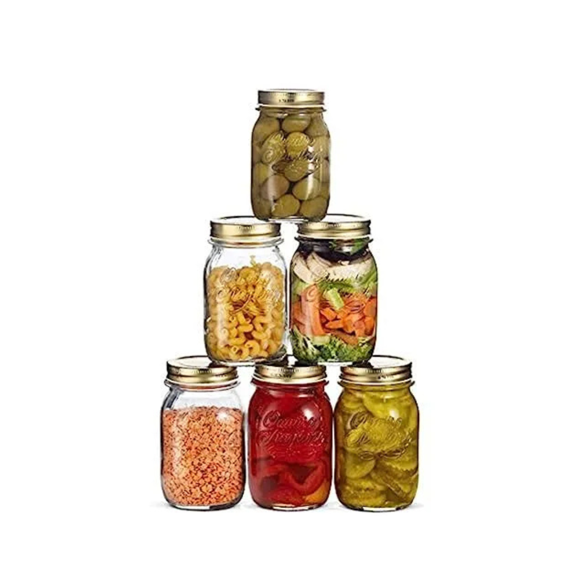 Bormioli Rocco Quattro Stagioni Set of 6 Clear Airtight Mason Jars, 17 Oz. Made From Food Safe Durable Glass, Made in Italy.