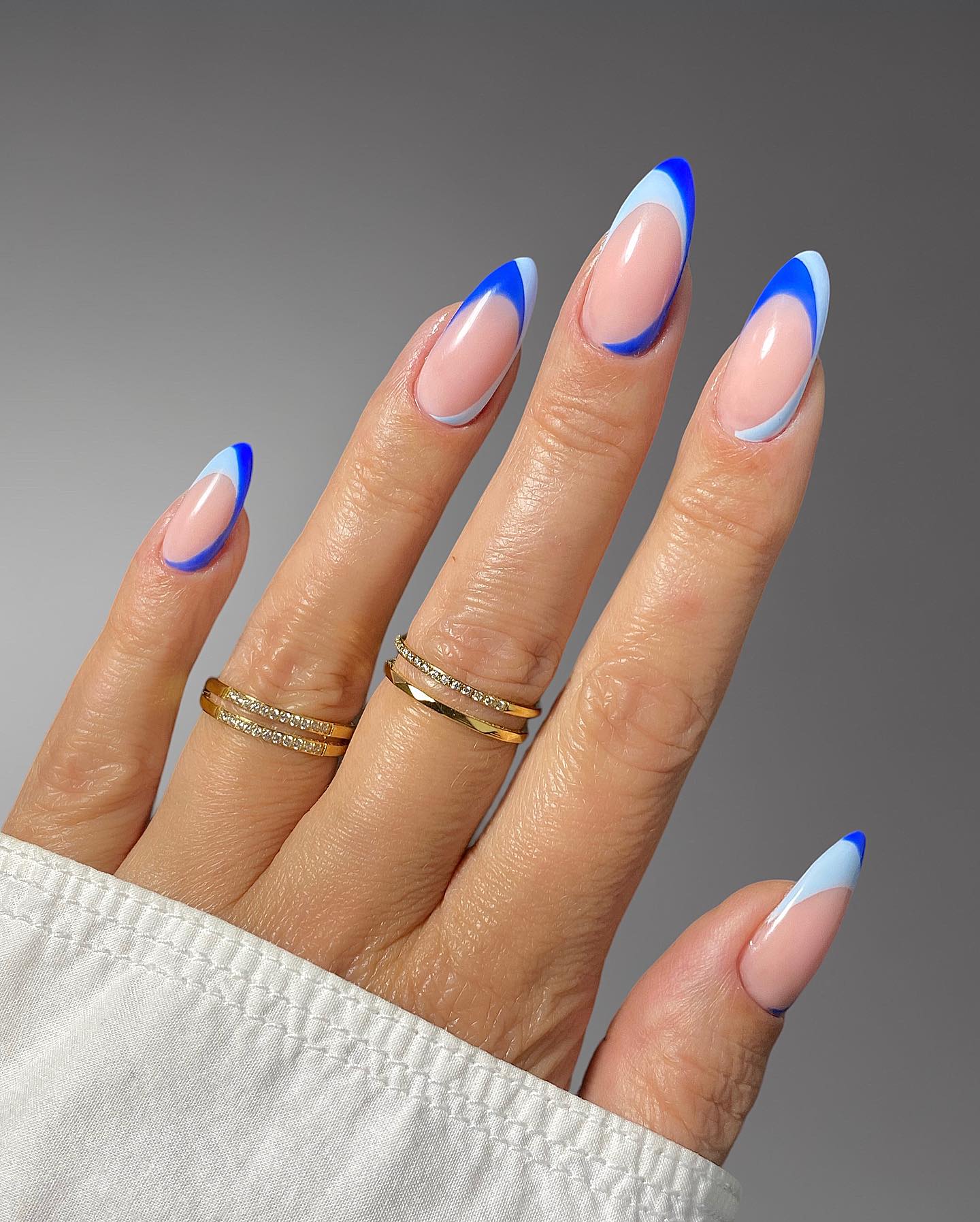 blue French manicures