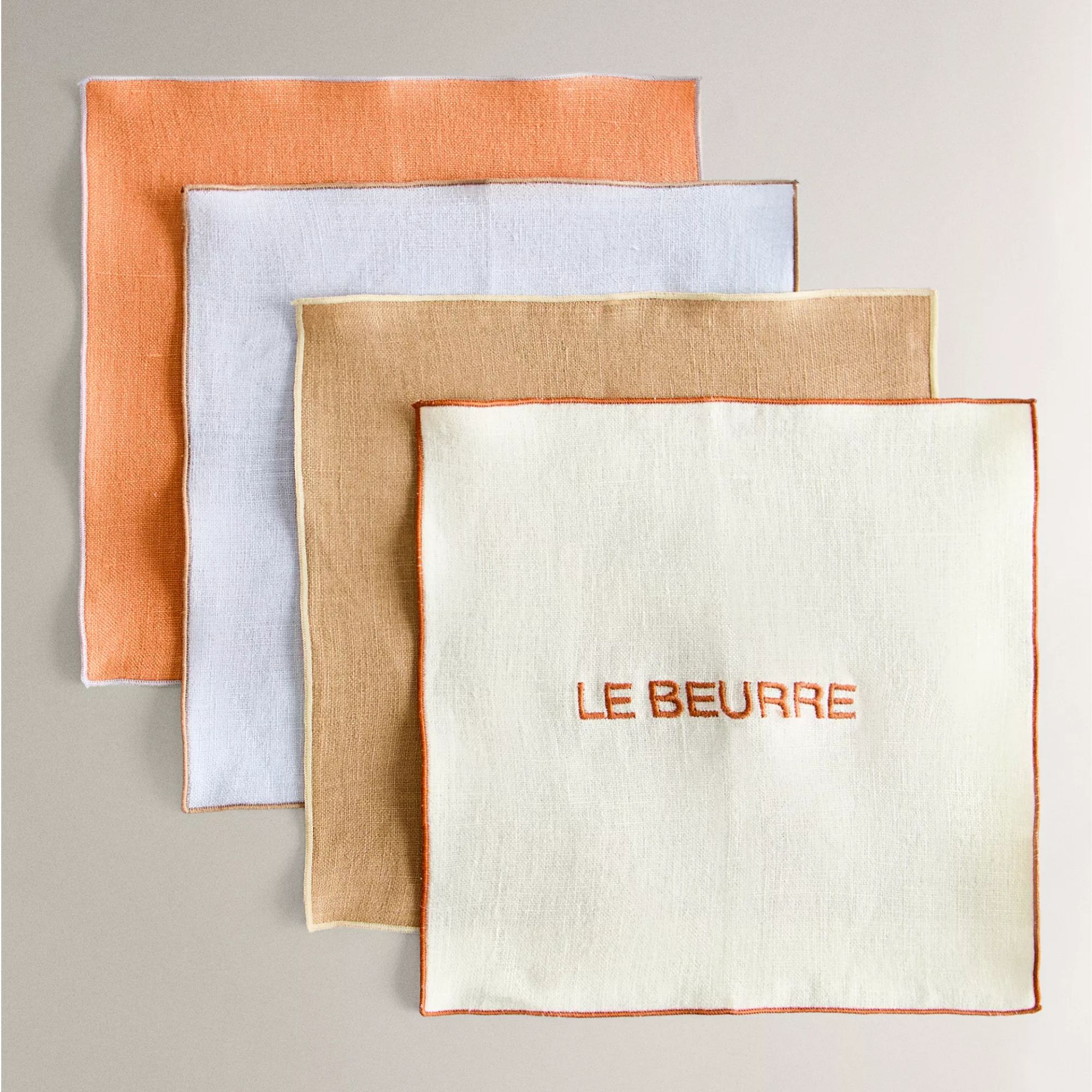 Embroidered Colored Linen Napkins 