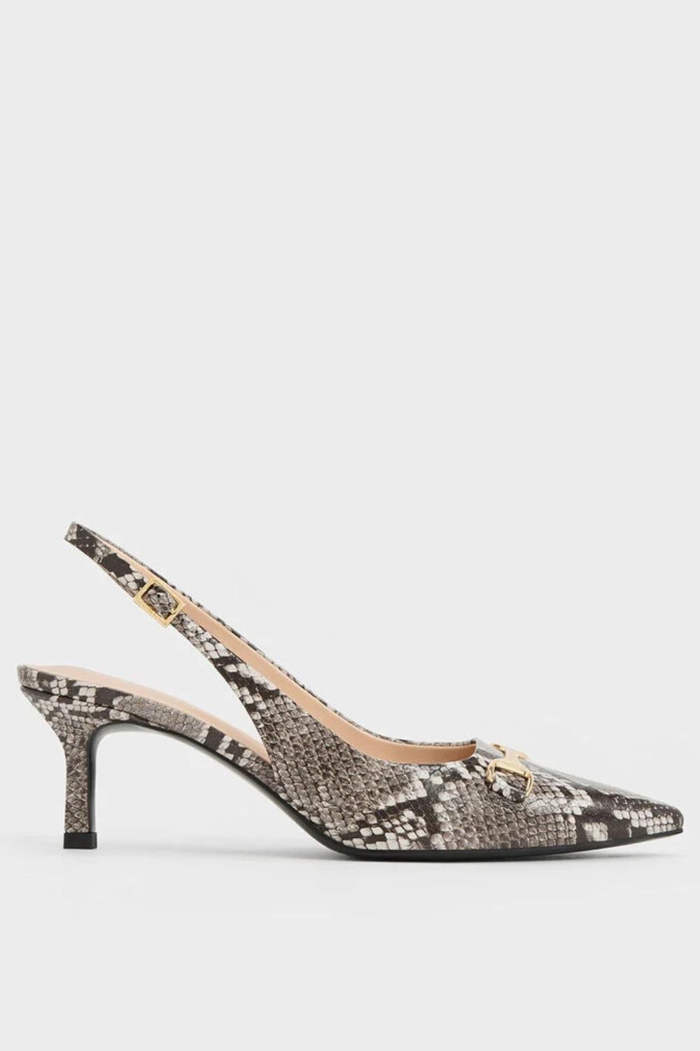 Charles & Keith Leslie Snake-Print Slingback Bomba