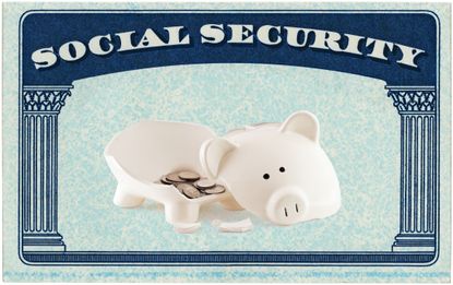 broken piggy bank on a Social Security card