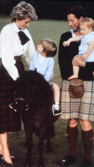 Prince Charles with the Princess of Wales and sons Harry and William at Balmoral August 1988