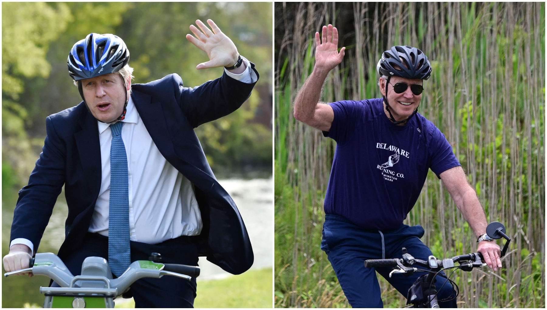 El presidente Joe Biden regala una bicicleta construida en EE. UU. A Boris Johnson