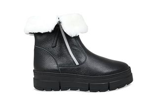 Sole Bliss Oprah's Favorite Things Wonder Boot Black Leather & Shearling Size Us 7 / Eu 38