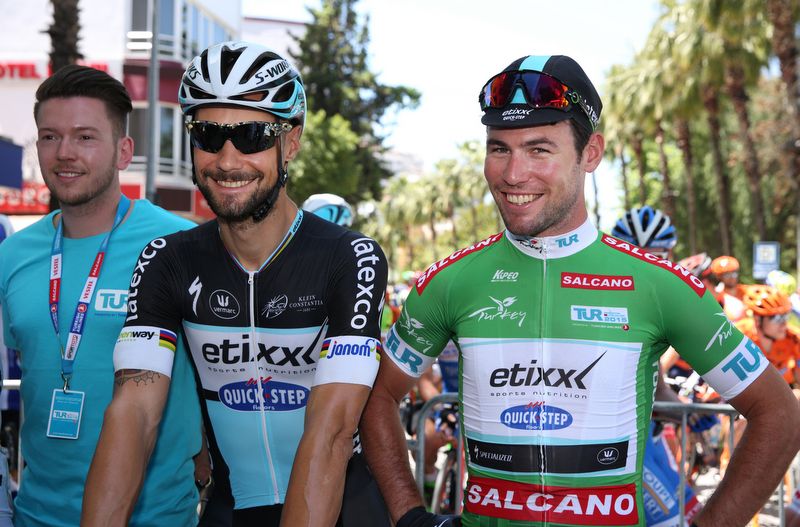 Tom Boonen and Mark Cavendish (Etixx-Quick Step) on the start line