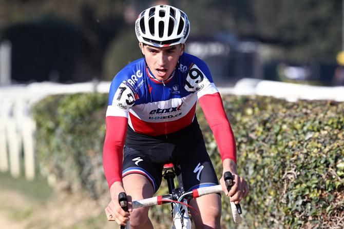 Julian Alaphilippe (France) alone in the lead at the penultimate World Cup round in Rome.