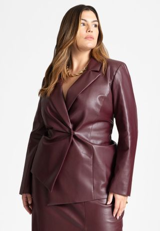 eloquii, Faux Leather Asym Blazer