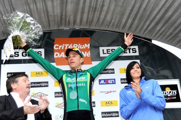 Christophe Kern (Europcar) on the podium at the Dauphine.