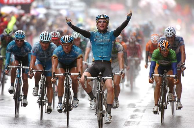 Cavendish has learned to vary his victory salutes over the years.
