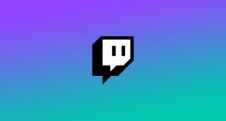 The Twitch logo against a purple, green and blue background