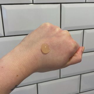 Image showing texture of bareMinerals Prime Time Original Pore Minimizing Primer on the back of a hand