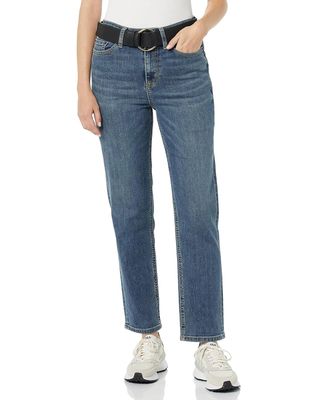 Amazon Essentials Women's High-Rise Straight Jean, Medium Wash