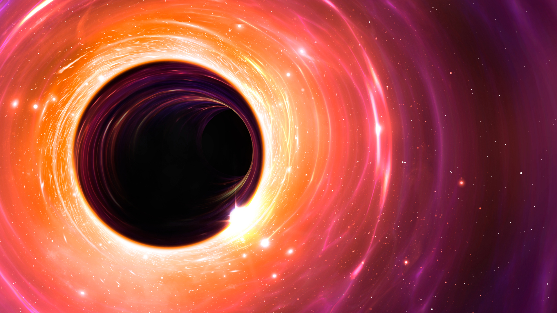 Could a black hole devour the universe?