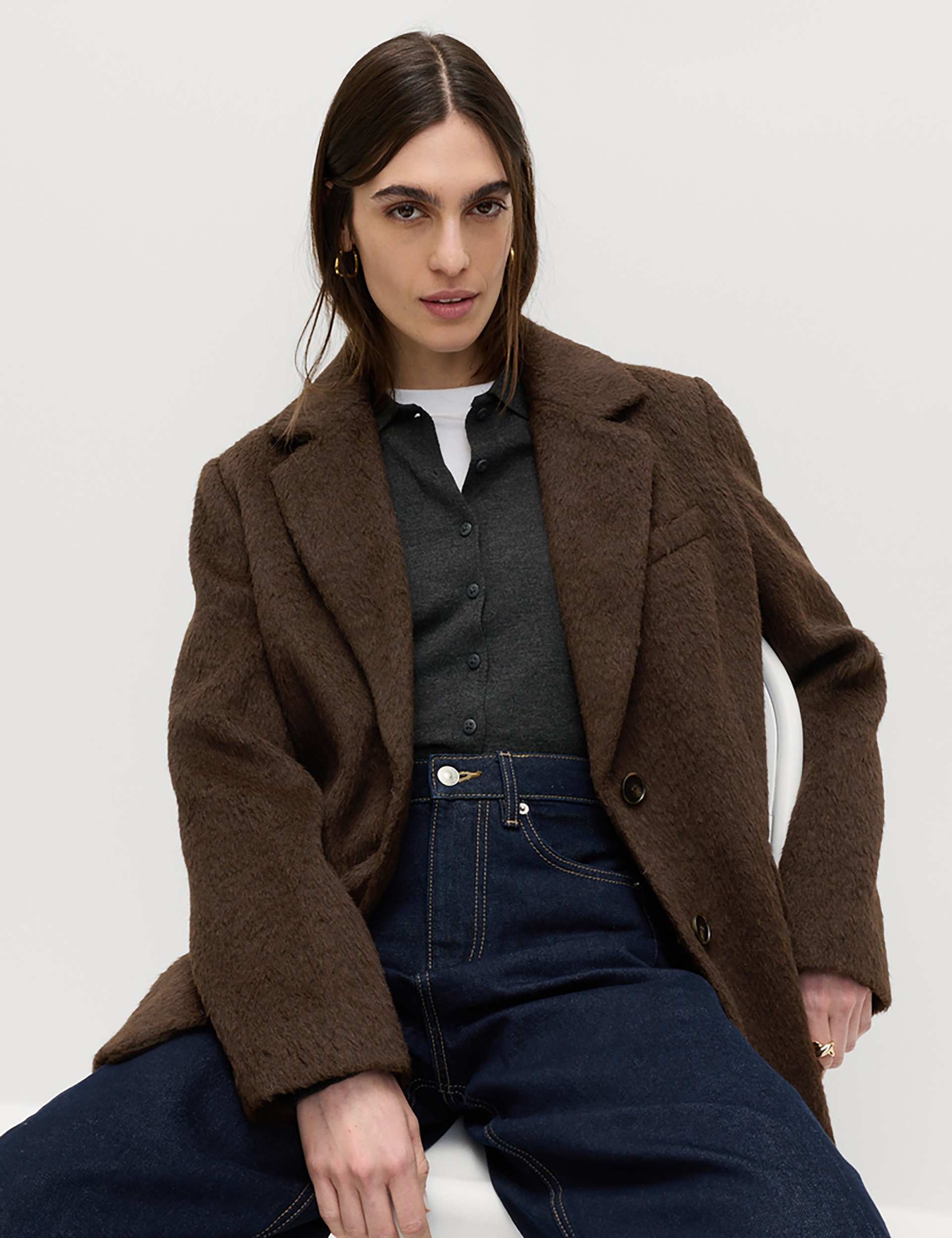 Wool Blend Brushed Blazer