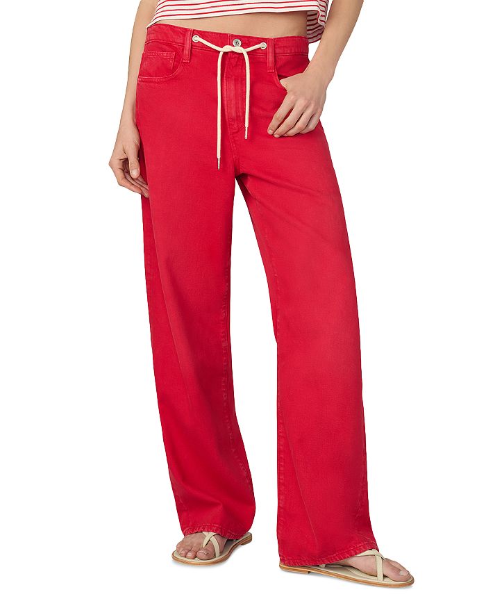 The Ryan High Rise Drawcord Jeans in Cherry Red