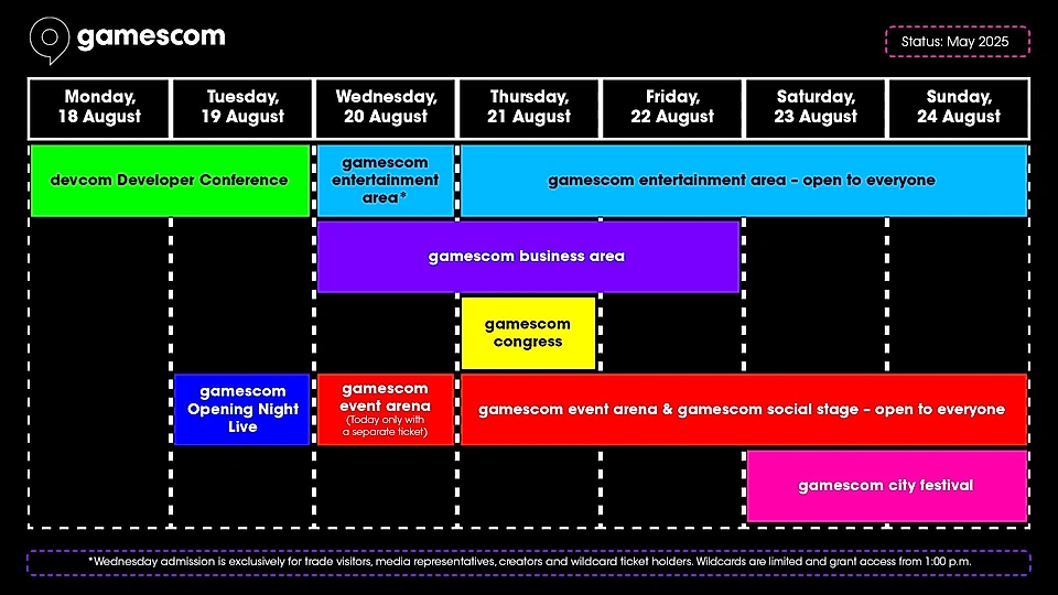The official Gamescom 2025 timetable.