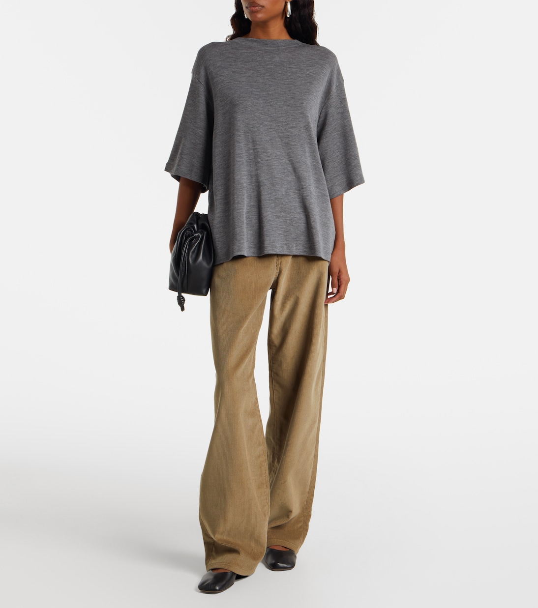 Cotton Corduroy Wide-Leg Pants