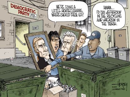 Political cartoon U.S. Democrats Jackson Jefferson