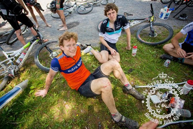 Alex Hawkins and Cody Hawkins enjoying the end of the race.