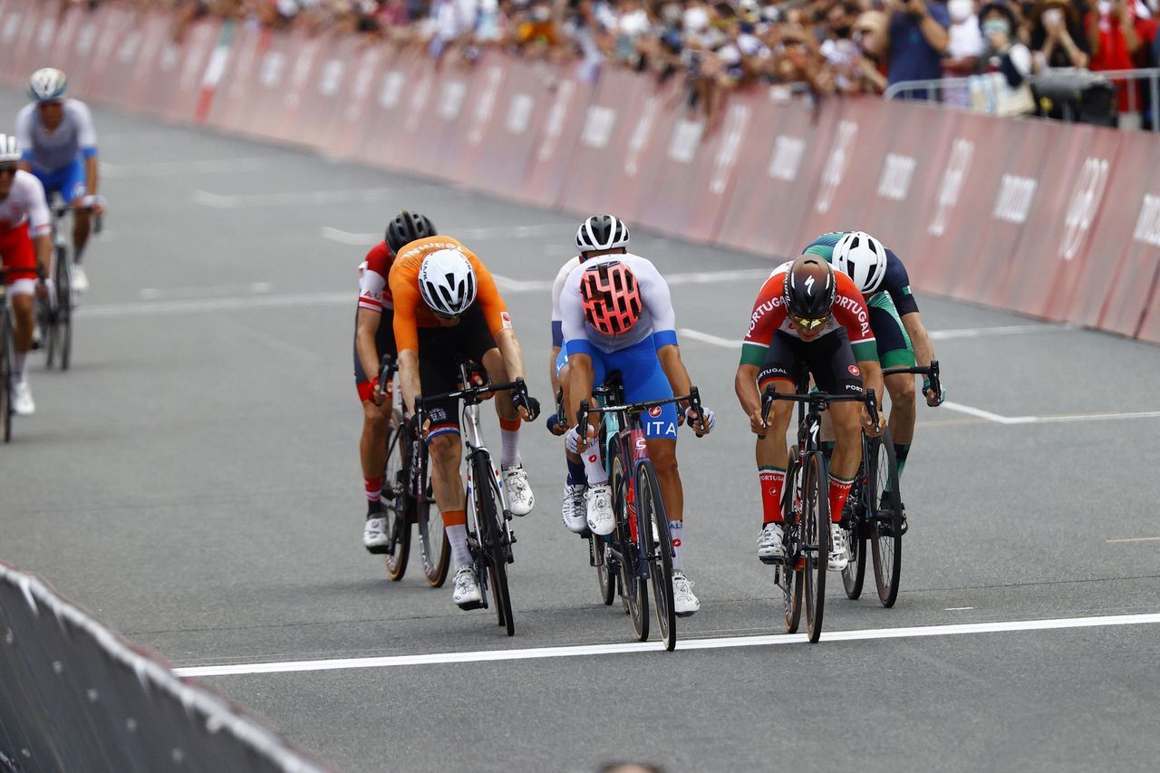 Tokyo 2020 Olympic Games - Olimpiadi Tokyo 2020 - Men's Road Race - Musashinonomori Park - Fuji Internetional Speedway 234 km - 24/07/2021 - Alberto Bettiol (ITA - EF Education - Nippo) - Joao Almeida (POR - Deceuninck - Quick-Step) - photo Luca Bettini/BettiniPhoto&Acirc;&copy;2021