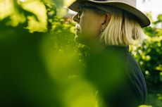 Sam Connew in the vineyards