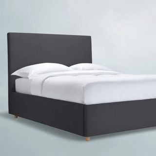 Dark grey bed with ottoman storage
