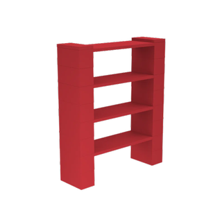 4-shelf red bookshelf